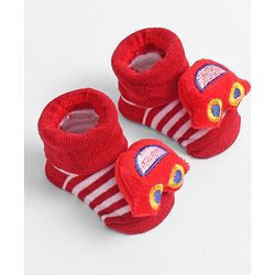 Cute Walk by Babyhug Socks  with Vehicle Applique - Red