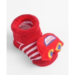 Cute Walk by Babyhug Socks  with Vehicle Applique - Red
