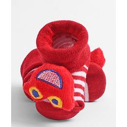 Cute Walk by Babyhug Socks  with Vehicle Applique - Red