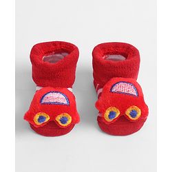 Cute Walk by Babyhug Socks  with Vehicle Applique - Red