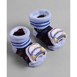 Cute Walk by Babyhug Socks  with Vehicle Applique - Navy Blue