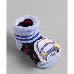 Cute Walk by Babyhug Socks  with Vehicle Applique - Navy Blue