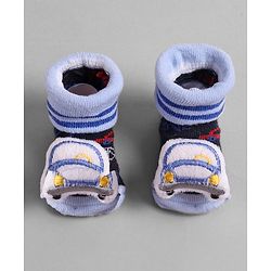 Cute Walk by Babyhug Socks  with Vehicle Applique - Navy Blue