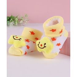 Cute Walk by Babyhug Slip On Sock Shoes with Star Applique - Yellow