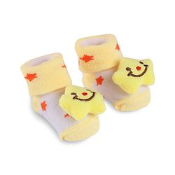 Cute Walk by Babyhug Slip On Sock Shoes with Star Applique - Yellow