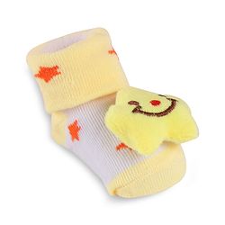Cute Walk by Babyhug Slip On Sock Shoes with Star Applique - Yellow