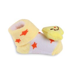 Cute Walk by Babyhug Slip On Sock Shoes with Star Applique - Yellow