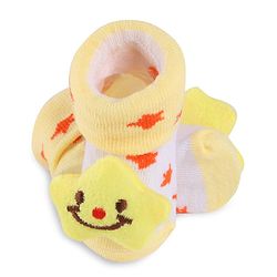 Cute Walk by Babyhug Slip On Sock Shoes with Star Applique - Yellow