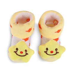 Cute Walk by Babyhug Slip On Sock Shoes with Star Applique - Yellow