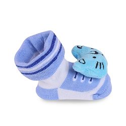 Cute Walk by Babyhug Fabric Slip On Socks Shoes with Stripes & Bear Applique - Lavender