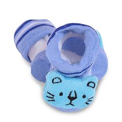 Cute Walk by Babyhug Fabric Slip On Socks Shoes with Stripes & Bear Applique - Lavender