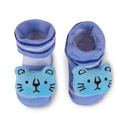 Cute Walk by Babyhug Fabric Slip On Socks Shoes with Stripes & Bear Applique - Lavender