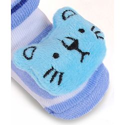 Cute Walk by Babyhug Fabric Slip On Socks Shoes with Stripes & Bear Applique - Lavender