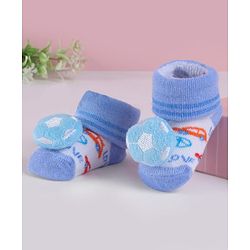 Cute Walk by Babyhug Slip On Sock Shoes with Football Applique - Light Blue