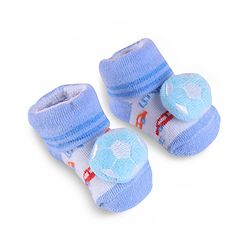 Cute Walk by Babyhug Slip On Sock Shoes with Football Applique - Light Blue