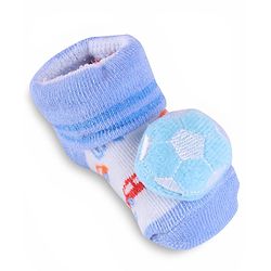 Cute Walk by Babyhug Slip On Sock Shoes with Football Applique - Light Blue