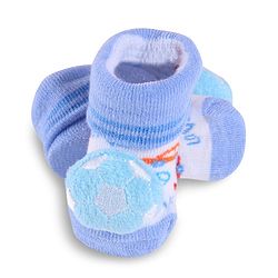 Cute Walk by Babyhug Slip On Sock Shoes with Football Applique - Light Blue