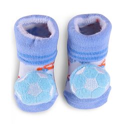 Cute Walk by Babyhug Slip On Sock Shoes with Football Applique - Light Blue