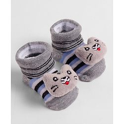 Cute Walk by Babyhug Socks  with Cat Applique - Grey
