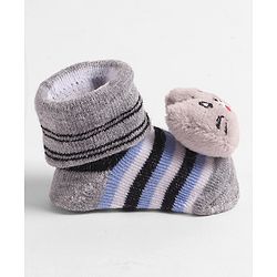 Cute Walk by Babyhug Socks  with Cat Applique - Grey