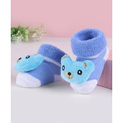 Cute Walk by Babyhug Slip On Sock Shoes with Animal Applique - Blue
