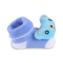 Cute Walk by Babyhug Slip On Sock Shoes with Animal Applique - Blue