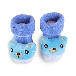 Cute Walk by Babyhug Slip On Sock Shoes with Animal Applique - Blue