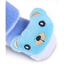 Cute Walk by Babyhug Slip On Sock Shoes with Animal Applique - Blue