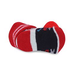 Cute Walk by Babyhug Fabric Slip On Socks Shoes with Duck Applique - Red & Black
