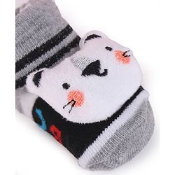 Cute Walk by Babyhug Fabric Slip On Socks Shoes with Applique - Grey & Black