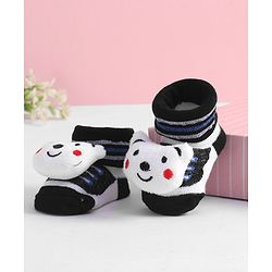 Cute Walk by Babyhug Socks with Bear Applique - Black