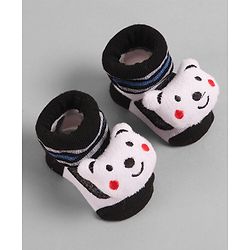 Cute Walk by Babyhug Socks with Bear Applique - Black