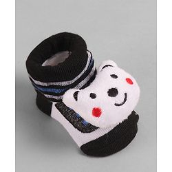 Cute Walk by Babyhug Socks with Bear Applique - Black