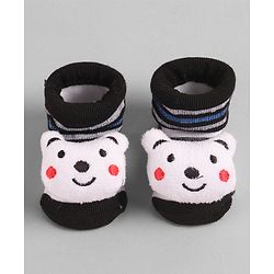 Cute Walk by Babyhug Socks with Bear Applique - Black