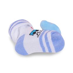 Cute Walk by Babyhug Fabric Slip On Socks Shoes with Bear Applique - Light Blue & White