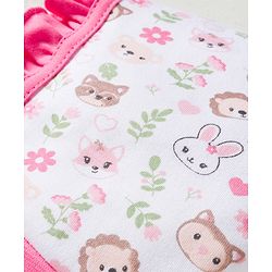 Babyhug 100% Cotton Interlock Knit Bonnet Caps With Polka Dot & Floral Print Pack Of 2 Pink & White - Diameter 11 cm