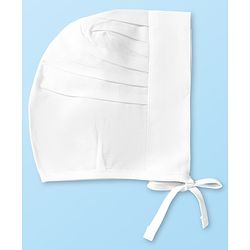 Babyhug 100% Cotton Woven Solid Color Bonnet Cap Pack of 3 White - Diameter 13 cm