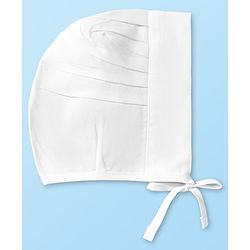 Babyhug 100% Cotton Woven Solid Color Bonnet Cap Pack of 3 White - Diameter 13 cm