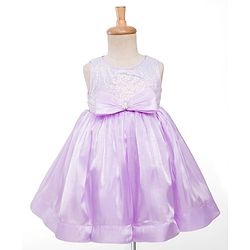 Babyhug Woven Sleeveless Party Dress with Headband  Sequin Detailing & Bow Applique - Lavender