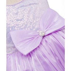 Babyhug Woven Sleeveless Party Dress with Headband  Sequin Detailing & Bow Applique - Lavender