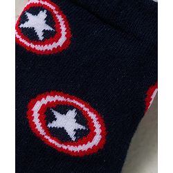 Cute Walk by Babyhug Marvel Knitted Ankle Length Anit Bacterial Socks With Captain America Graphics Pack Of 3 - Navy Blue & Red