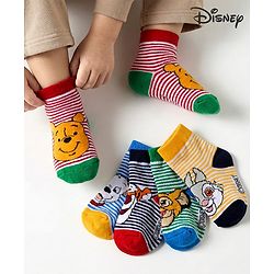 Cute Walk by Babyhug Disney Knited Ankle Length Anti Bacterial Socks With Disney Character Design Pack Of 5 - Multicolour