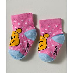 Cute Walk by Babyhug Disney Knitted Ankle Length Anti Bacterial Socks With Disney Character Design Pack Of 5 - Multicolour