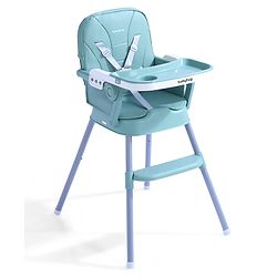 Babyhug 3 in 1 Set Up High Chair for Baby  Green| High Chair, Feeding Chair & Booster Chair| 5-Point Safety Harness| Adjustable Double Food Tray| Cushioned Seat| Foldable| Anti-Skid Feet