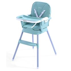 Babyhug 3 in 1 Set Up High Chair for Baby  Green| High Chair, Feeding Chair & Booster Chair| 5-Point Safety Harness| Adjustable Double Food Tray| Cushioned Seat| Foldable| Anti-Skid Feet