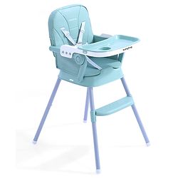 Babyhug 3 in 1 Set Up High Chair for Baby  Green| High Chair, Feeding Chair & Booster Chair| 5-Point Safety Harness| Adjustable Double Food Tray| Cushioned Seat| Foldable| Anti-Skid Feet