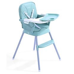 Babyhug 3 in 1 Set Up High Chair for Baby  Green| High Chair, Feeding Chair & Booster Chair| 5-Point Safety Harness| Adjustable Double Food Tray| Cushioned Seat| Foldable| Anti-Skid Feet