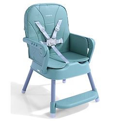 Babyhug 3 in 1 Set Up High Chair for Baby  Green| High Chair, Feeding Chair & Booster Chair| 5-Point Safety Harness| Adjustable Double Food Tray| Cushioned Seat| Foldable| Anti-Skid Feet