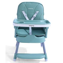Babyhug 3 in 1 Set Up High Chair for Baby  Green| High Chair, Feeding Chair & Booster Chair| 5-Point Safety Harness| Adjustable Double Food Tray| Cushioned Seat| Foldable| Anti-Skid Feet