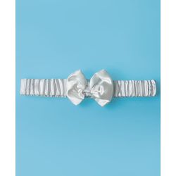 Babyhug Woven Sleeveless Lace Baptism Party Dress with Headband Booties & Pearl Detailing - White